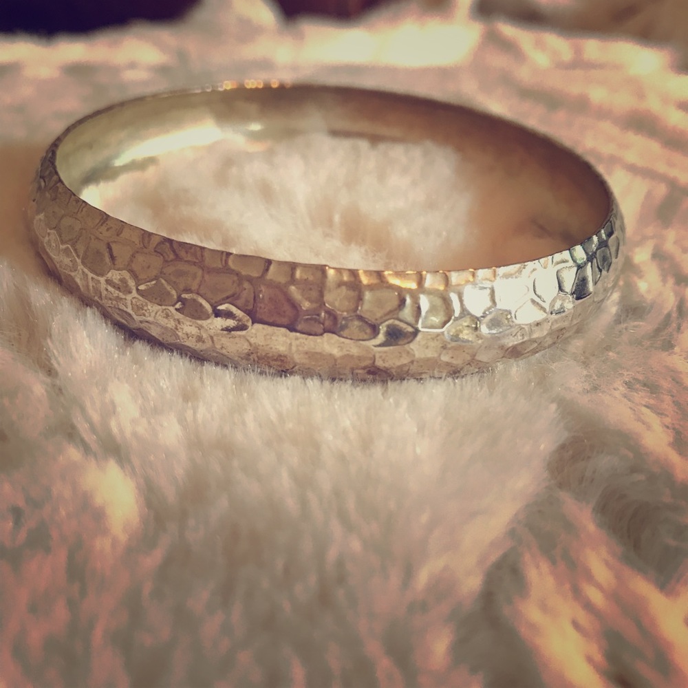 Silver hammered bangle